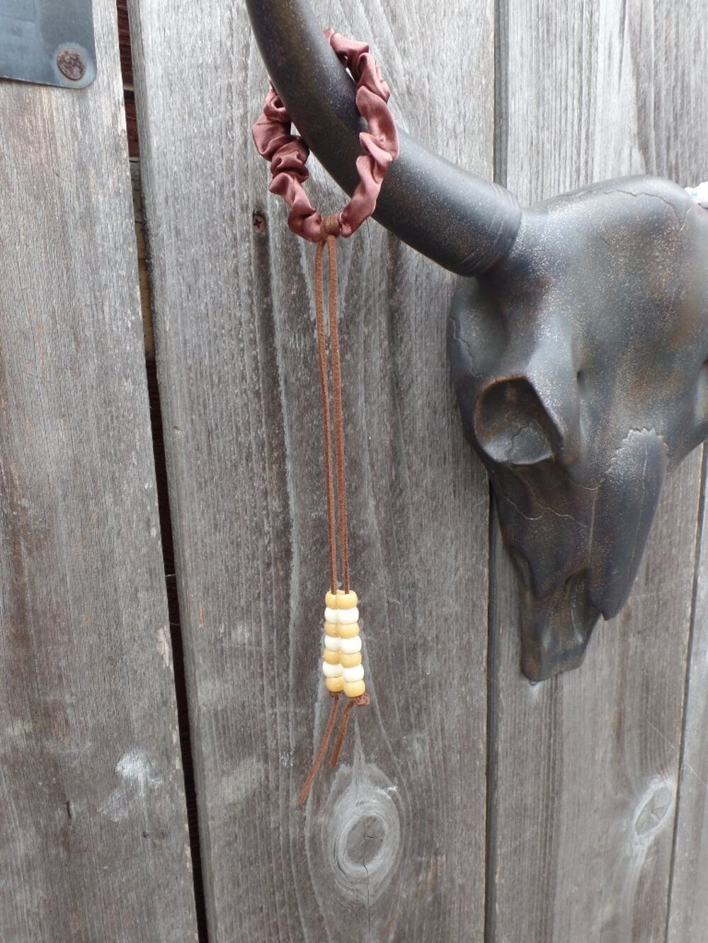 Hand Crafted Hair Tie BEADED SUEDE